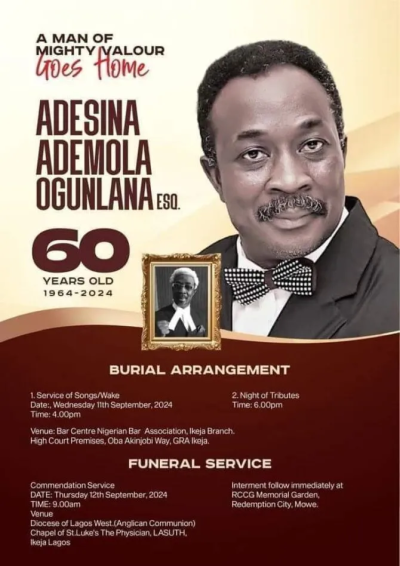 Tribute to Adesina Ademola Ogunlana Esq