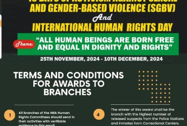 NBA 16 DAYS ACTIVISM AGAINST GENDER BASED VIOLENCE: Terms and Conditions For The Award.