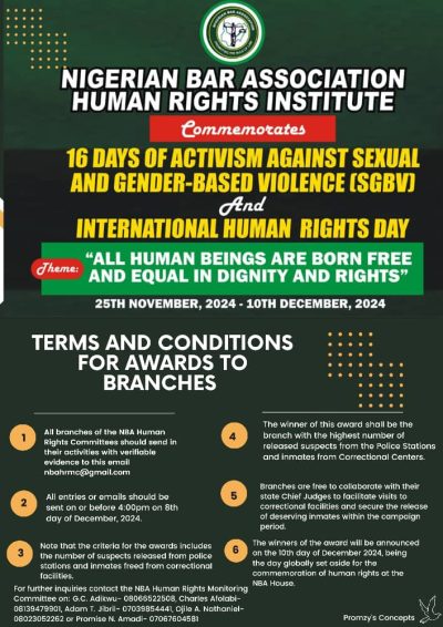 NBA 16 DAYS ACTIVISM AGAINST GENDER BASED VIOLENCE: Terms and Conditions For The Award.