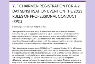 YLF Chairmen Invited to 2-Day Sensitisation Event on 2023 Rules of Professional Conduct