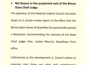NJC and NBA Unite Against Unlawful Removal of Benue Chief Judge