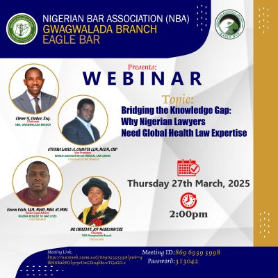 NBA Gwagwalada Branch to Hold Knowledge-Sharing Webinar on Public Health Law