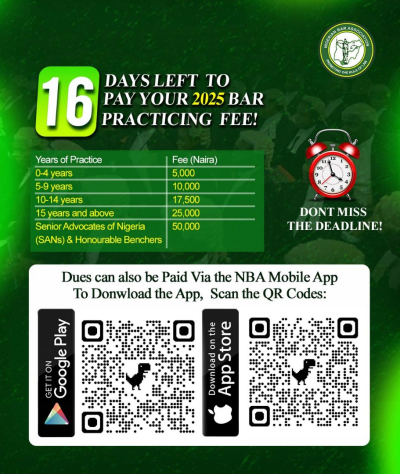 16 Days Left to Pay Your 2025 Bar Practicing Fee – Don't Miss the Deadline!
