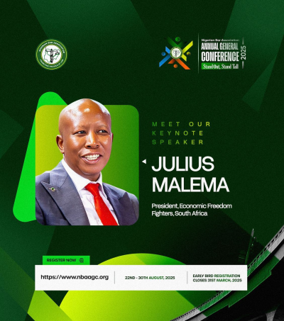 NBA AGC 2025: Keynote Speaker, Julius Malema A Revolutionary Leader Shaping South Africa’s Future