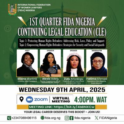 NOTICE OF 1ST QUARTER FIDA NIGERIA CONTINUING LEGAL EDUCATION