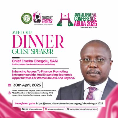 Chief Emeka Obegolu SAN to Deliver Keynote Address at NBA Women Forum 2025 Annual Dinner