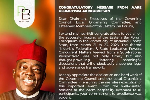 A Grand Reception for Aare Olumuyiwa Akinboro, SAN by the Eastern Bar Forum in Ebonyi State