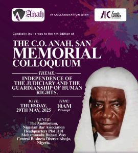 The Anah Law Practice and The Anah Center for Social Justice Invite Public to 4th C.O. Anah, SAN, Memorial Colloquium
