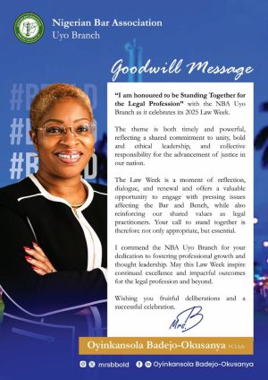 NBA Uyo Law Week 2025: A Call for Collective Advancement and Ethical Leadership