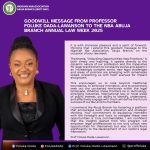 Prof. Foluke Dada-Lawanson Salutes NBA Abuja Branch on Visionary Law Week Theme