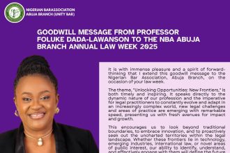 Prof. Foluke Dada-Lawanson Salutes NBA Abuja Branch on Visionary Law Week Theme