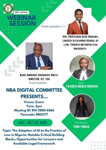 NBA Digital Committee Hosts Groundbreaking Webinar on AI and the Future of Legal Practice in Nigeria