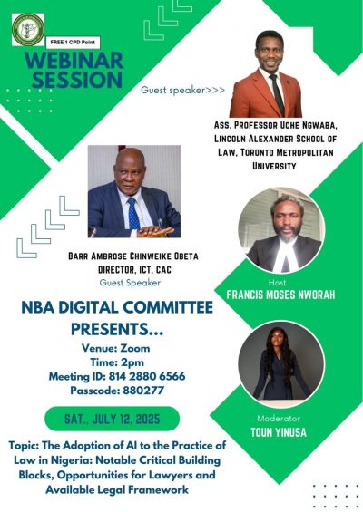 NBA Digital Committee Hosts Groundbreaking Webinar on AI and the Future of Legal Practice in Nigeria