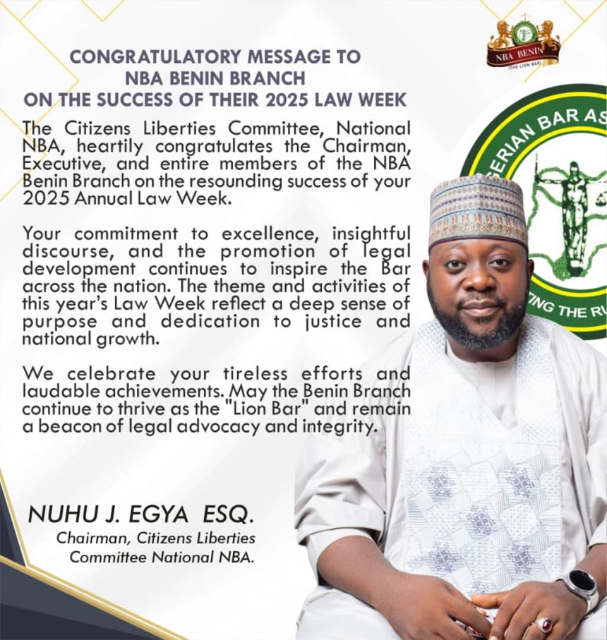Citizens Liberties Committee Commends NBA Benin Branch on Successful 2025 Law Week