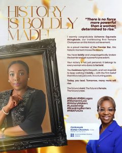 History Boldly Made: Oyinkansola Badejo-Okusanya Celebrates Uchenna Ogunedo Akingbade as First Female Chairperson of the NBA Lagos Branch
