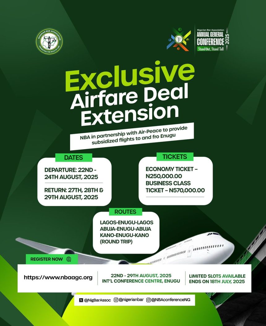 Offer Extension: Register Now For The Subsidized Flights for NBA-AGC 2025
