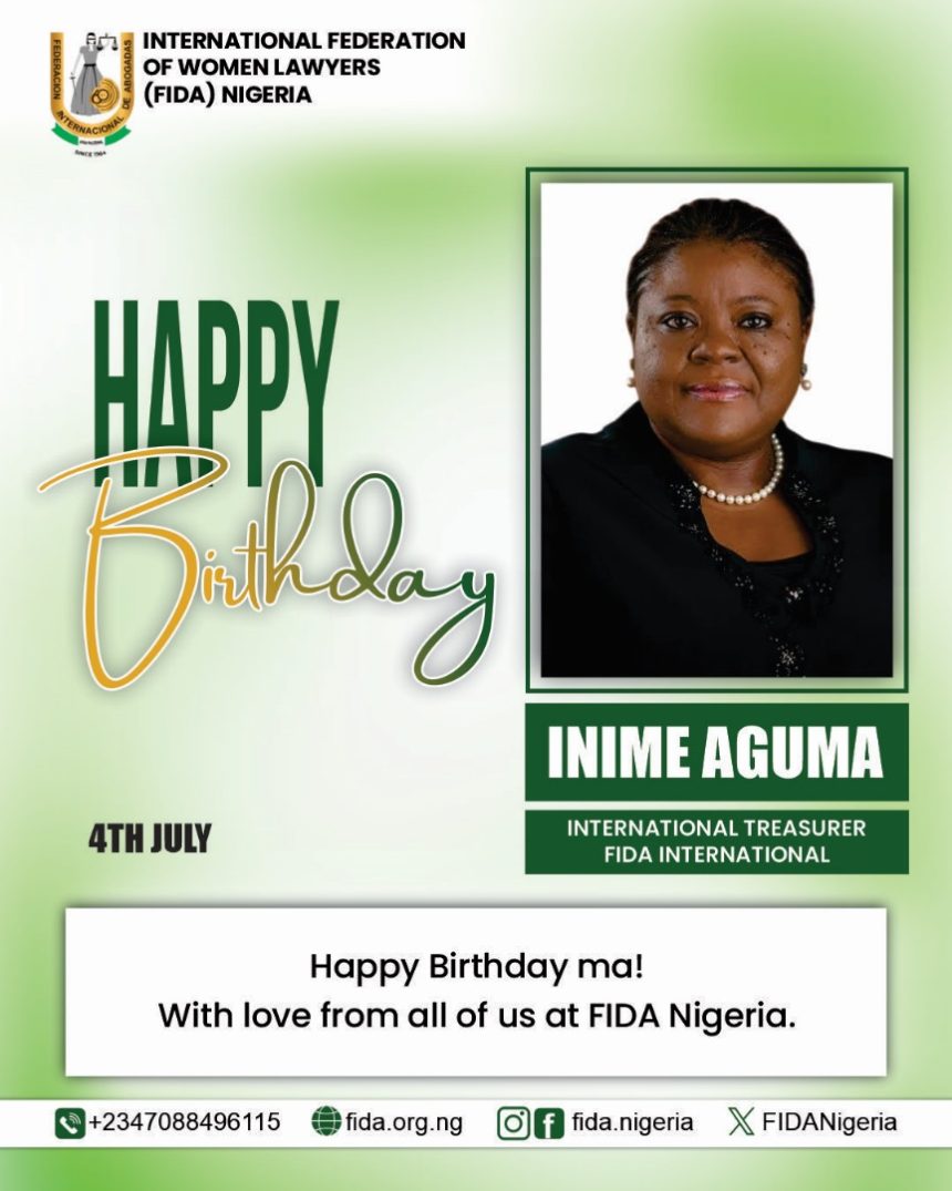 FIDA Nigeria Celebrates Mrs. Inime Aguma on Her Birthday: Honouring a Life of Service and Impact