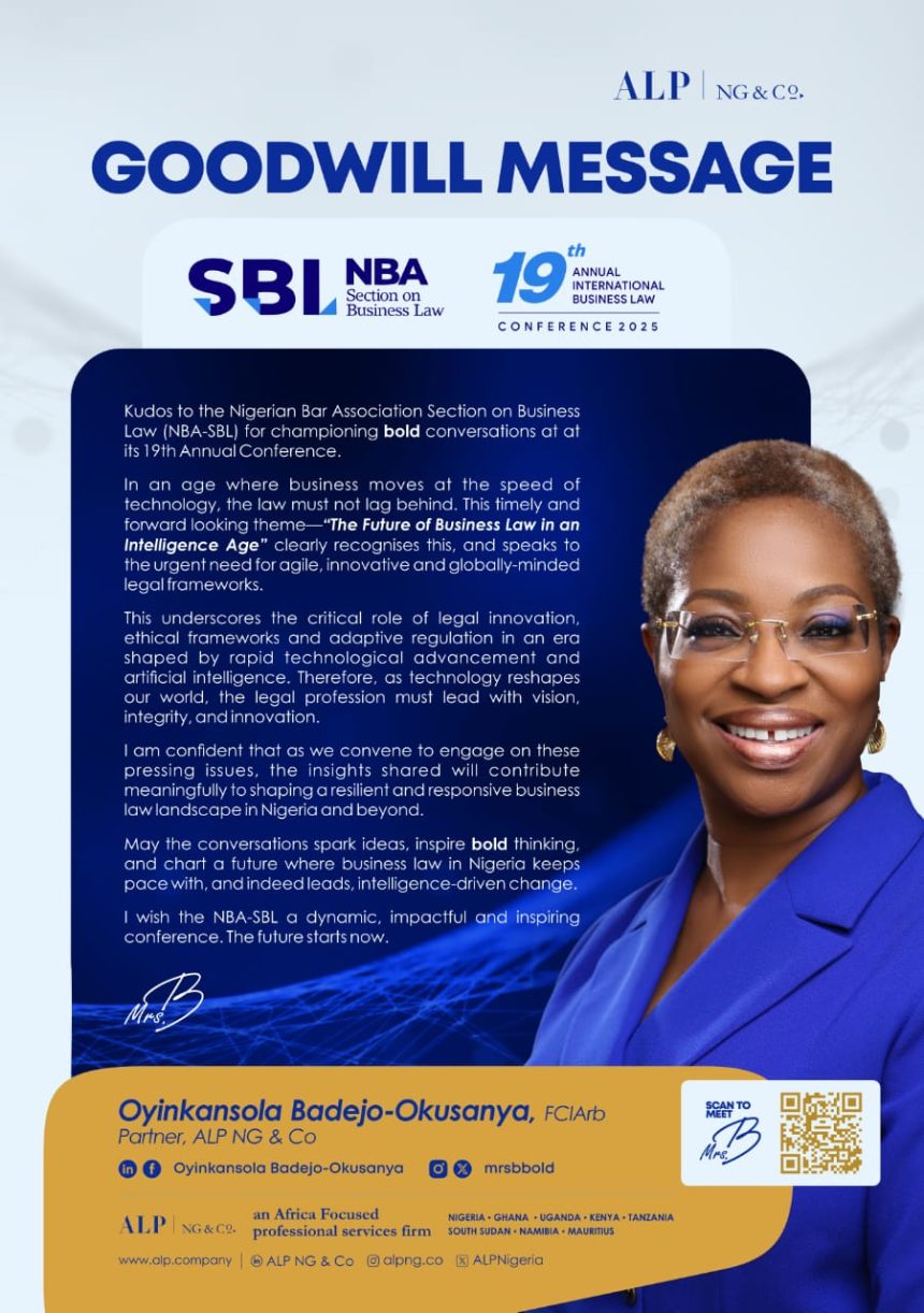 Oyinkansola Badejo-Okusanya Commends NBA-SBL for Driving Innovation at 19th Annual Conference