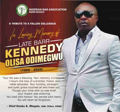 A Light Remembered: Chief Emeka Obegolu, SAN, Mourns Kennedy Olisa Odimegwu