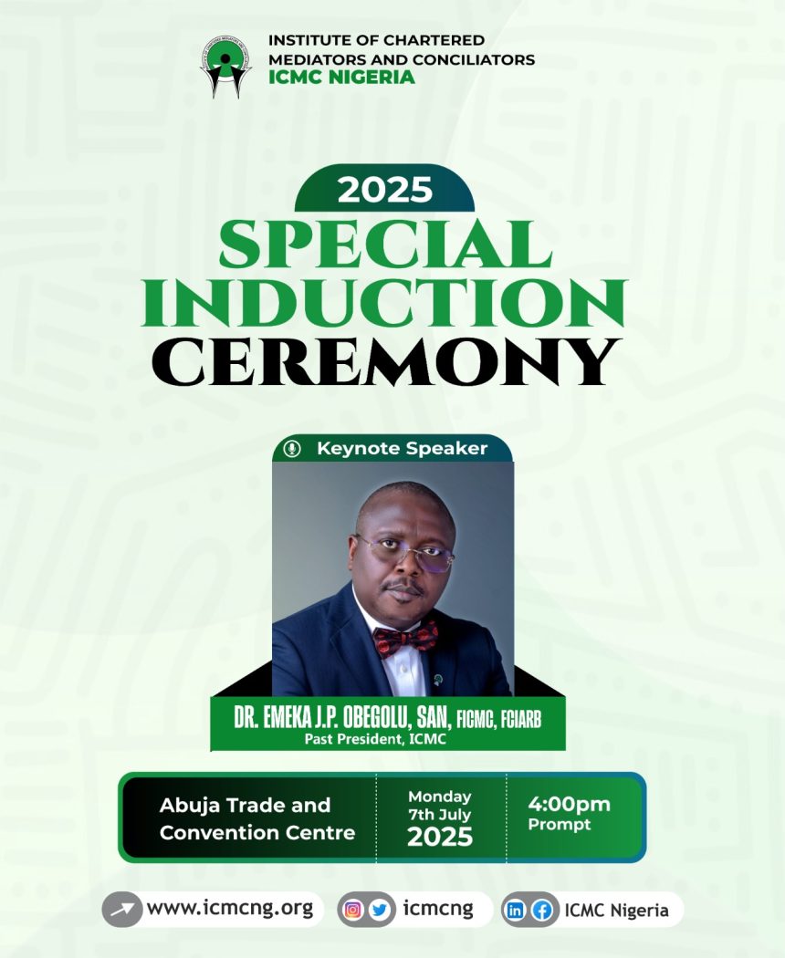 Mediation Is the Future of Law, Says Chief Emeka Obegolu at ICMC Induction