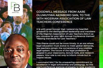 Aare Olumuyiwa Akinboro, SAN, Salutes Legal Academia with Stirring Goodwill Message at 56th NALT Conference