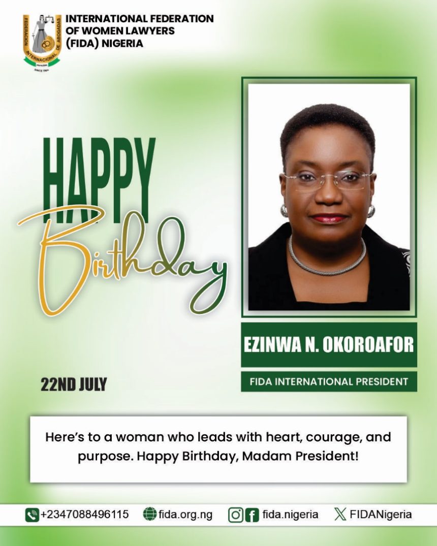 FIDA Nigeria Celebrates the Iconic Ezinwa N. Okoroafor on Her Birthday