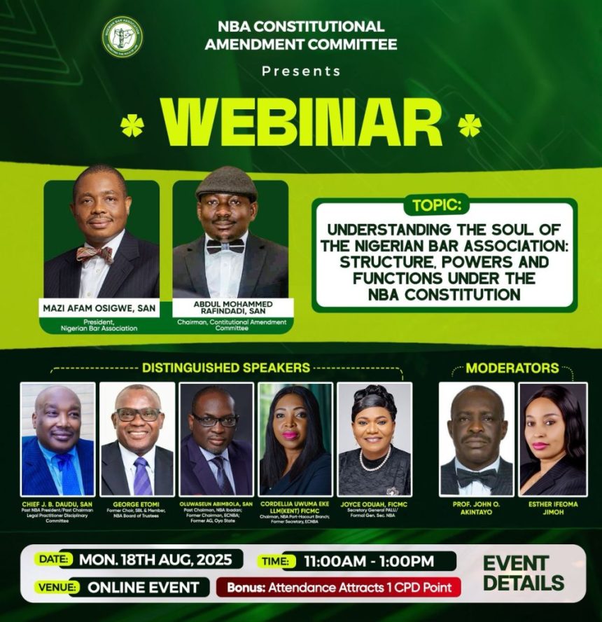 NBA Holds Landmark Constitutional Webinar as Lawyers Prepare for Historic Vote in Enugu