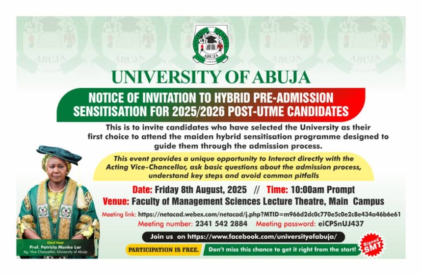 University of Abuja Hosts Maiden Hybrid Sensitisation Programme for Admission Seekers