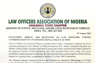 LOAN Condemns Unlawful Arrest of Anambra State Law Officers, Demands Accountability from Police