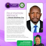 Felicitation Message to Hassan Sulaiman, Esq. Chairman, Young Lawyers Forum, Kaduna Branch,