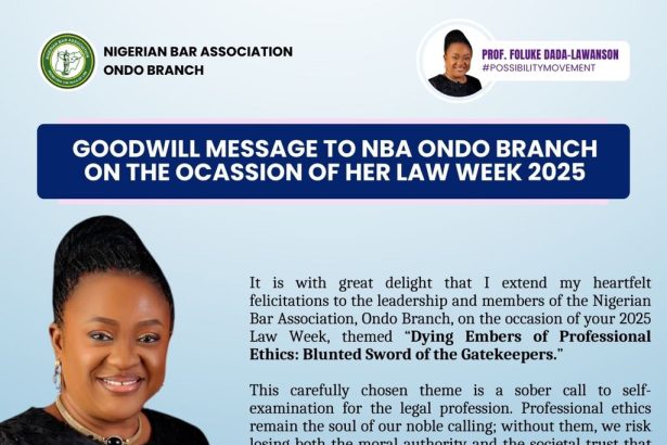 GOODWILL MESSAGE FROM PFD TO NBA ONDO BRANCH ON THE OCASSION OF HER LAW WEEK 2025