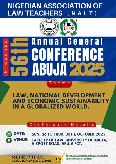 Nigerian Association of Law Teachers (NALT) Announces 56th National Conference in Abuja