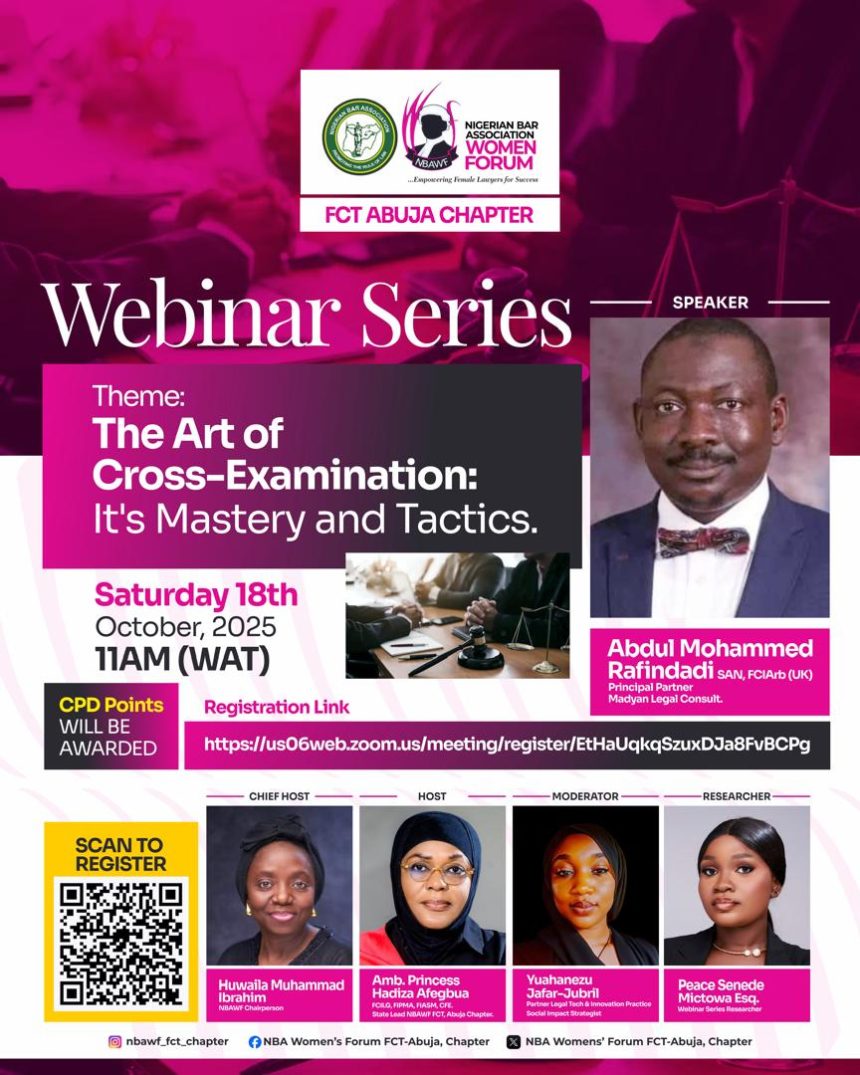 NBA Women Forum FCT Chapter Hosts Webinar on “The Art of Cross-Examination”