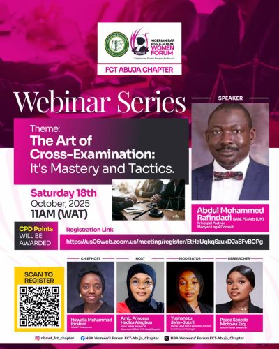 NBA Women Forum FCT Chapter Hosts Webinar on “The Art of Cross-Examination”