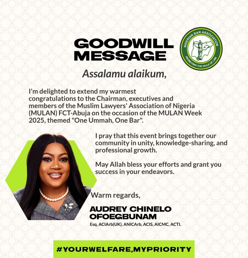 Audrey Chinelo Ofoegbunam, Esq. Congratulates MULAN FCT on Law Week 2025