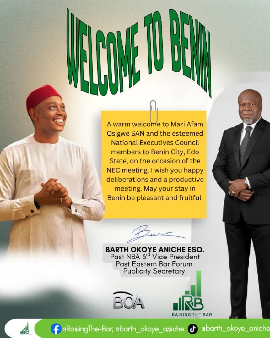 Setting the Agenda: NBA Past VP, Barth Aniche Extends Warm Welcome to NEC Leadership in Edo State.