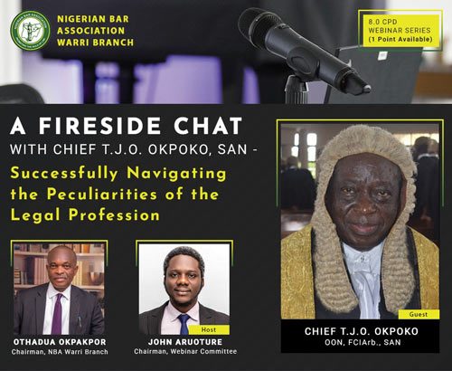 NBA Warri Branch to Host Fireside Chat with Chief T.J.O. Okpoko, SAN