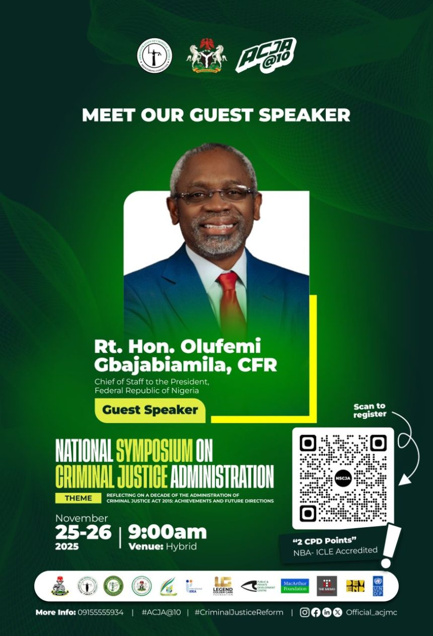 NSCJA 2025: Rt. Hon. Femi Gbajabiamila, CFR Set to Deliver Landmark Keynote as ACJA Marks 10 Years