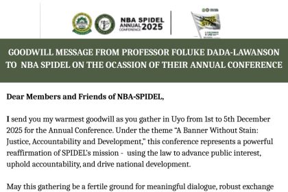 Championing Justice and Accountability: Prof. Foluke Dada-Lawanson’s Goodwill to NBA-SPIDEL 2025