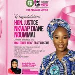 NBAWF FCT, Abuja Chapter Celebrates Hon. Justice Nkwap Diane Ngummai on Her Appointment as Plateau State High Court Judge