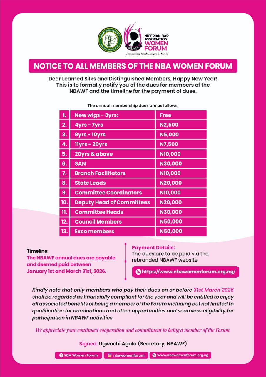 NOTICE TO ALL MEMBERS OF THE NBA WOMEN FORUM
