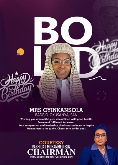 NBA Sokoto Branch Felicitates with Mrs. Oyinkansola Badejo-Okunsanya, SAN, on Her Birthday