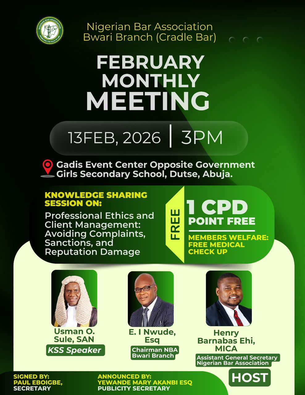 Henry Barnabas Ehi to Host NBA Bwari Branch February Meeting, Marks Birthday with Welfare Initiative