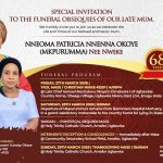 Special Invitation: Ada Chika Udobi, Esq., Past Vice Chairman, NBA Onitsha Branch, Announces Funeral Obsequies of Her Late Mother