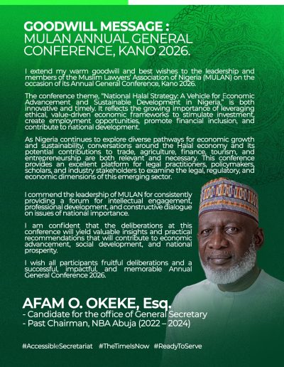 Afam O. Okeke Salutes MULAN 2026 Conference, Backs Halal Economy as Catalyst for Nigeria's Sustainable Growth