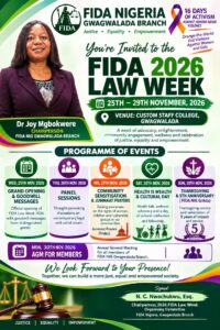 FIDA Gwagwalada Announces 2026 Law Week on Justice, Equality, Women and Child Protection