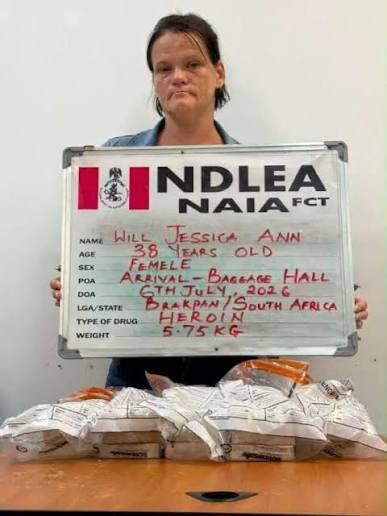 SOUTH AFRICAN WOMAN JAILED 25 YEARS FOR HEROIN IMPORTATION