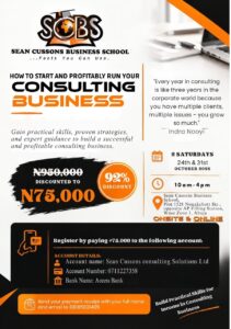 Sean Cussons Business School Announces ₦75,000 Training on Building a Profitable Consulting Business