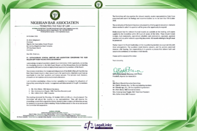 NBA President’s letter constituting a committee to investigate the Owerri Branch’s ₦100 million gift.