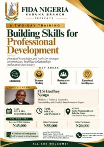 FIDA Kaduna Announces Two-Day Training on Professional Development